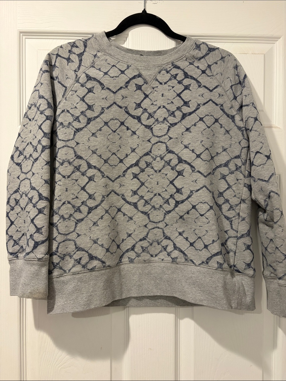The North Face Gray Crewneck Sweatshirt with Navy Pattern